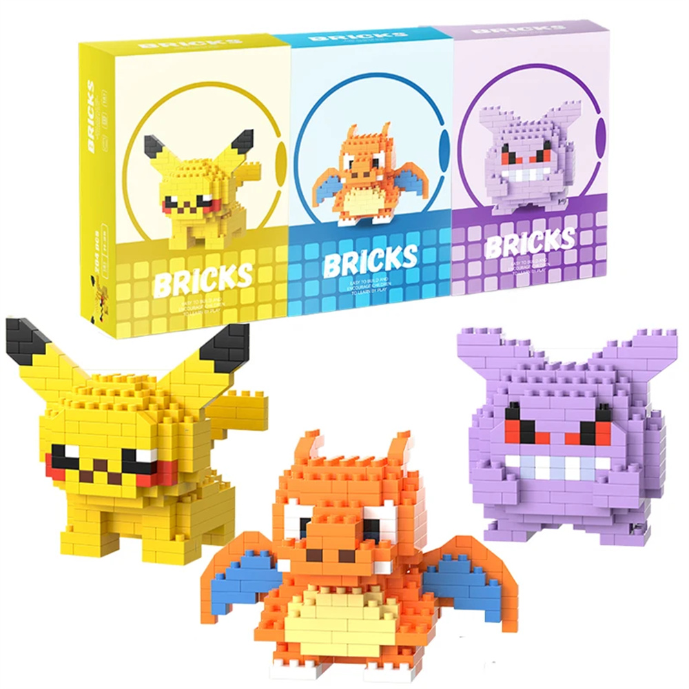 Model Kit Toy - Blocos de Construção Micro Pokemon Pikachu